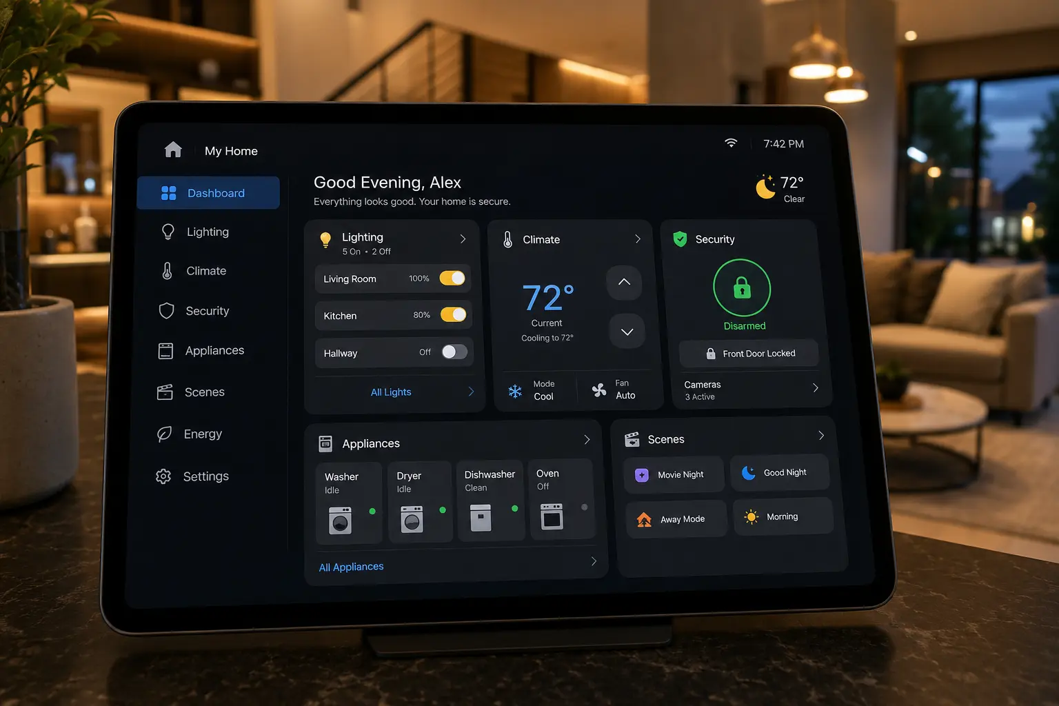Smart home tablet control